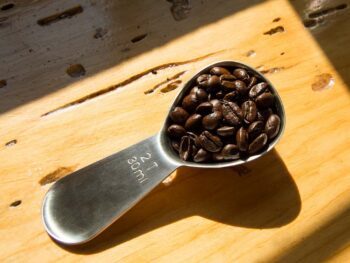 coffee scoop with coffee beans